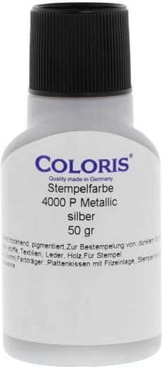 Metallic stempelinkt, zilver, Coloris 4000 P, 50 ml