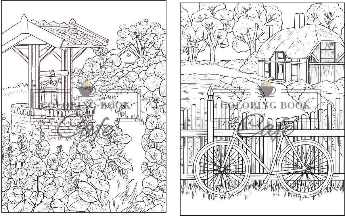 100 Countryside Scenes - Coloring Book Cafe