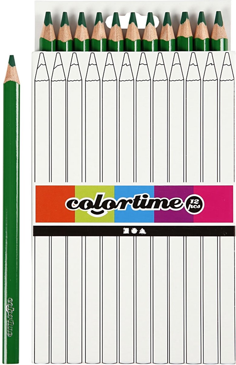 Colortime Kleurpotloden, vulling: 5 mm, 12 stuks, groen