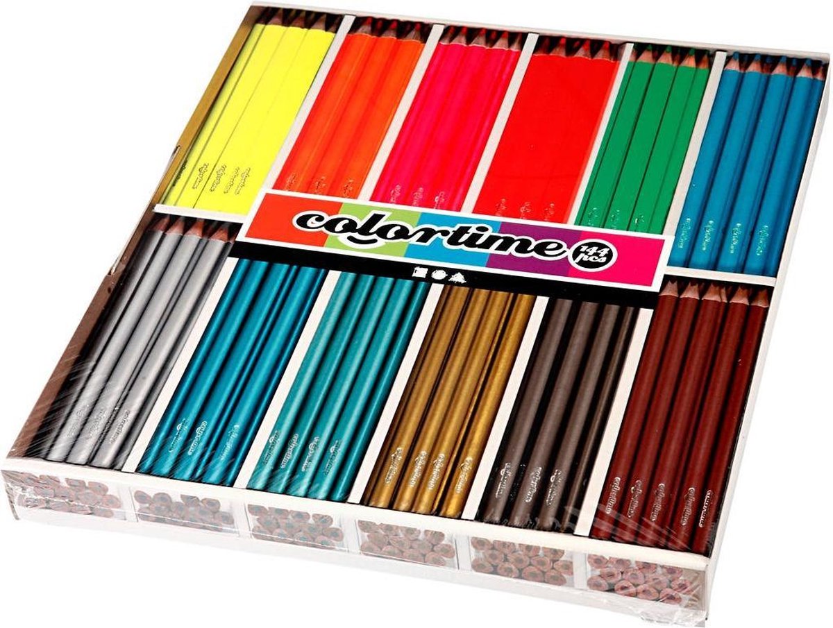 Colortime kleurpotloden, L: 17,45 cm, vulling 4 mm, 144 stuk/ 1 doos