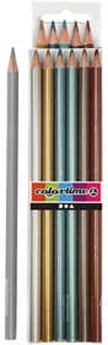 Colortime kleurpotloden, vulling: 3 mm, metallic kleuren, 6stuks