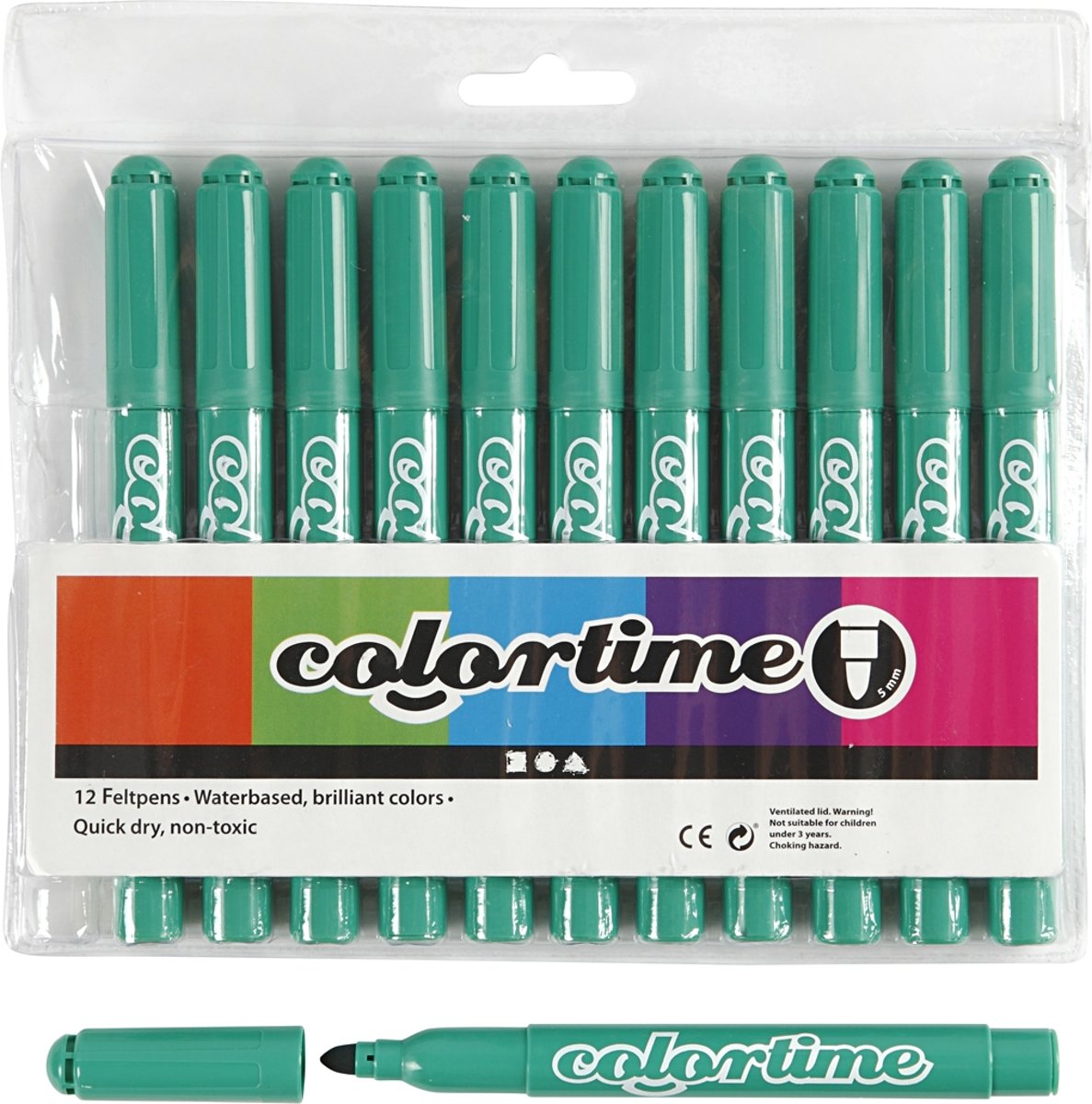 Colortime stift, 5 mm lijn, helder blauw, 12 stuks