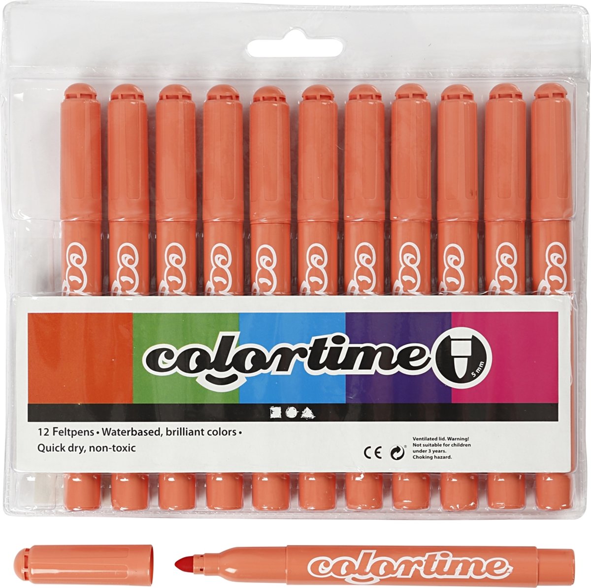 Colortime stift,  5 mm lijn, mandarijn, 12 stuks