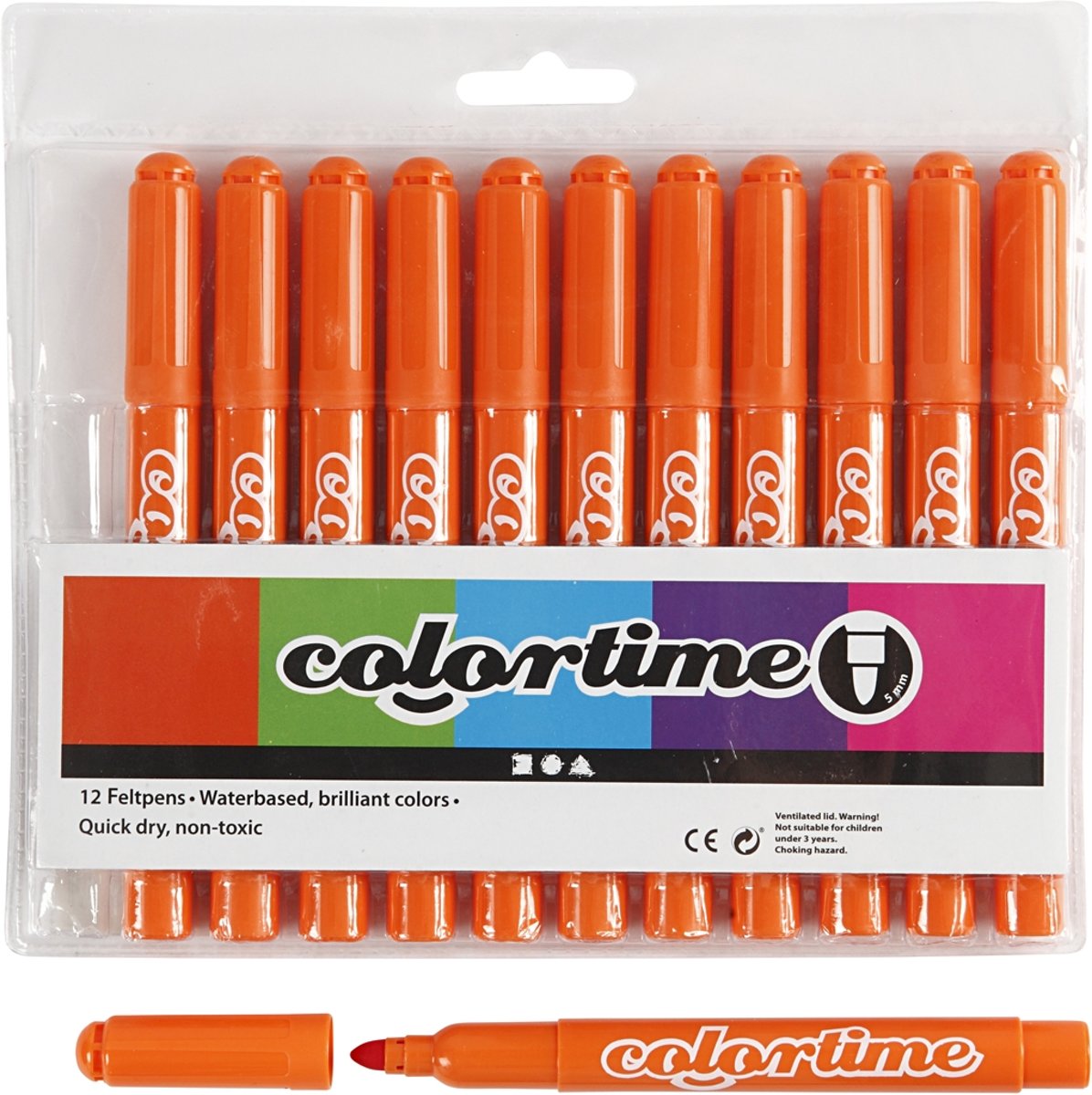 Colortime stift, 5 mm lijn, oranje, 12 stuks