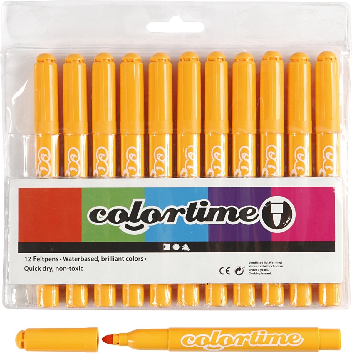 Colortime stift, 5 mm lijn, warm geel, 12 stuks