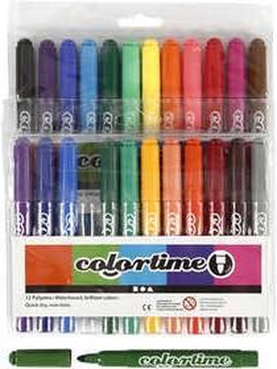 Colortime stift, lijndikte: 5 mm, diverse kleuren, 24stuks