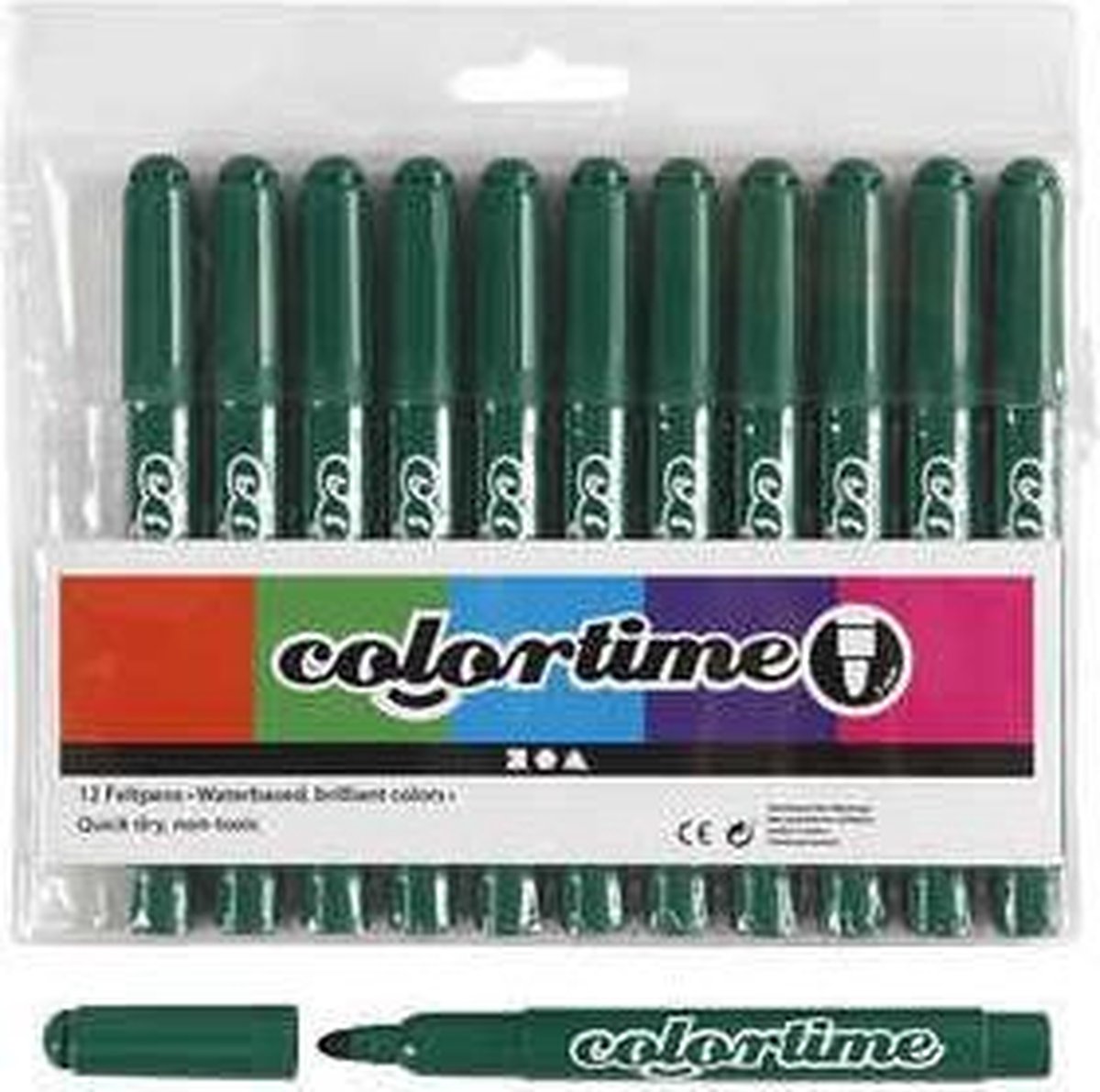 Colortime stift, lijndikte: 5 mm, donkergroen, 12stuks