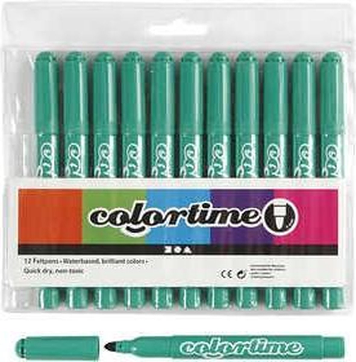 Colortime stift, lijndikte: 5 mm, helder groen, 12stuks