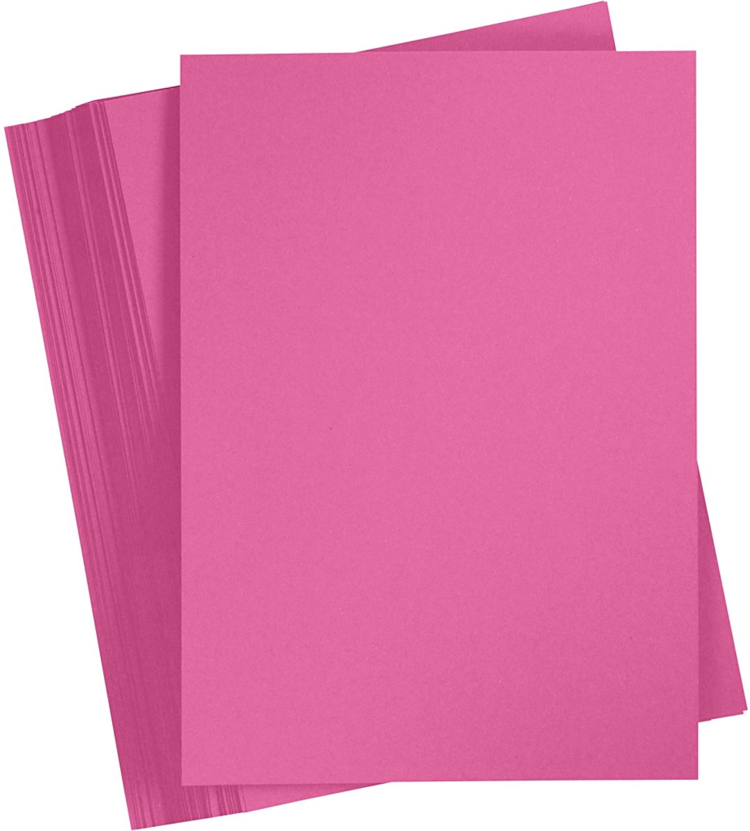 Gekleurd karton, A4 210x297 mm, roze, 100 vellen