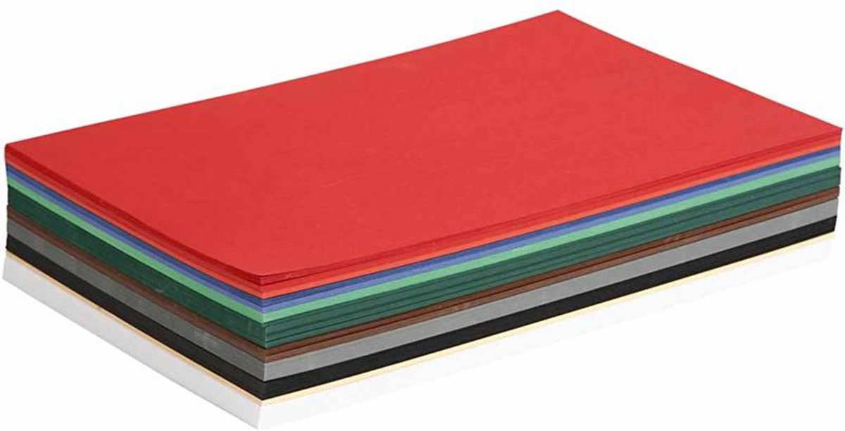 Kerst karton, A4 210x297 mm, 180 gr, 300 div vellen, diverse kleuren