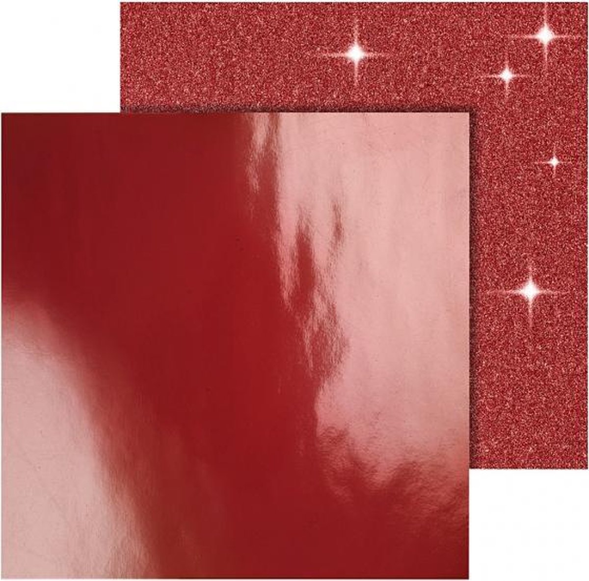 dubbelzijdig designpapier glitter/lak rood 30,5 cm 2 vellen