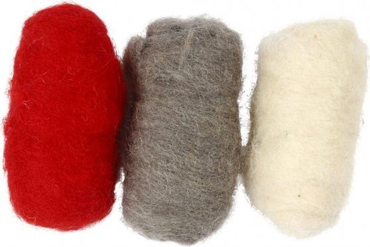 gekaarde wol rood/ bruin 10 gram 3 stuks