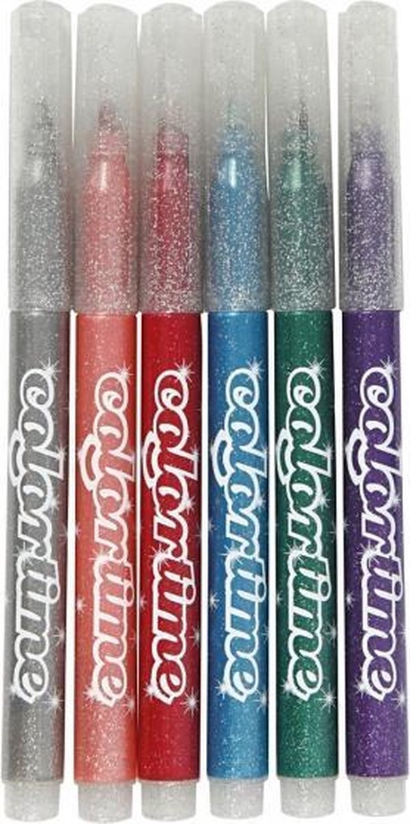 glitterstiften lijndikte 4,2 mm multicolor 6 stuks