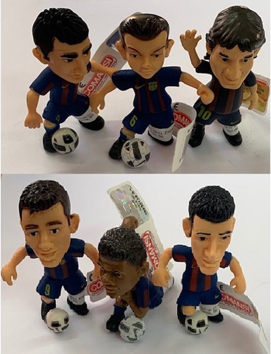 Barcelona - speelfiguren - voetbal poppetjes speelset - 6 stuks - 7 cm - Comansi.