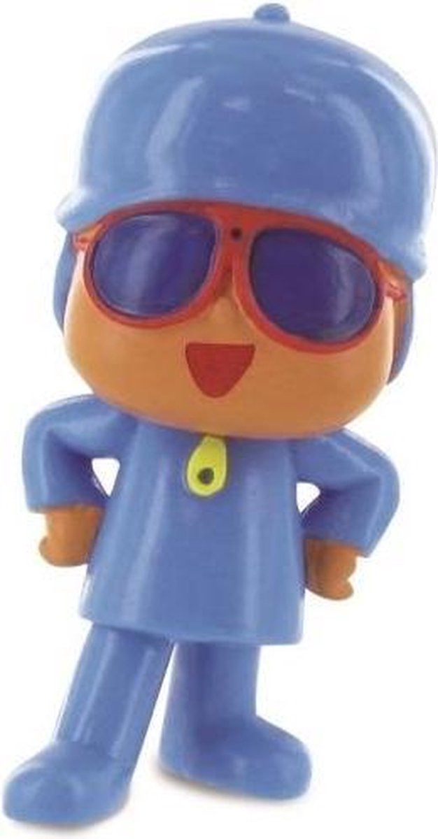 Pocoyo - speelfiguurtje pocoyo met zonnebril - 7 cm - kunststof - Comansi