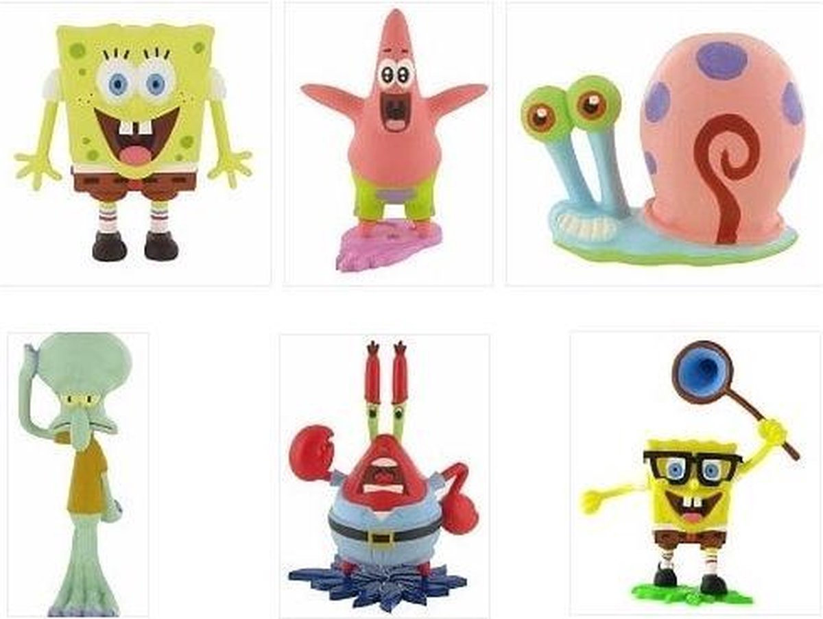 Spongebob Squarepants -  Spongebob -6  figuurtjes - Comansi - Patrick - Mr. Krab en slak