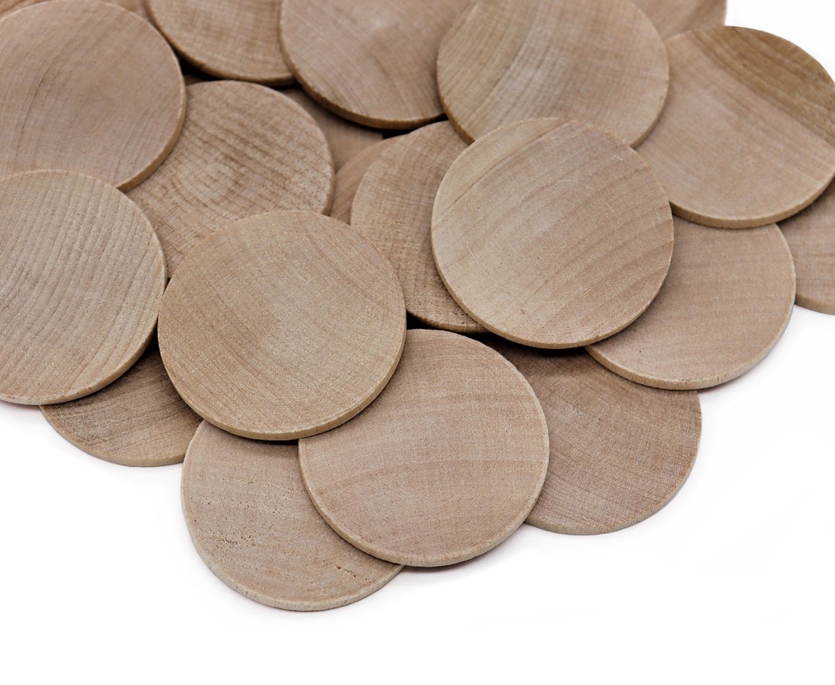 CombiCraft Blanco houten munten - Ø51mm - 50 stuks