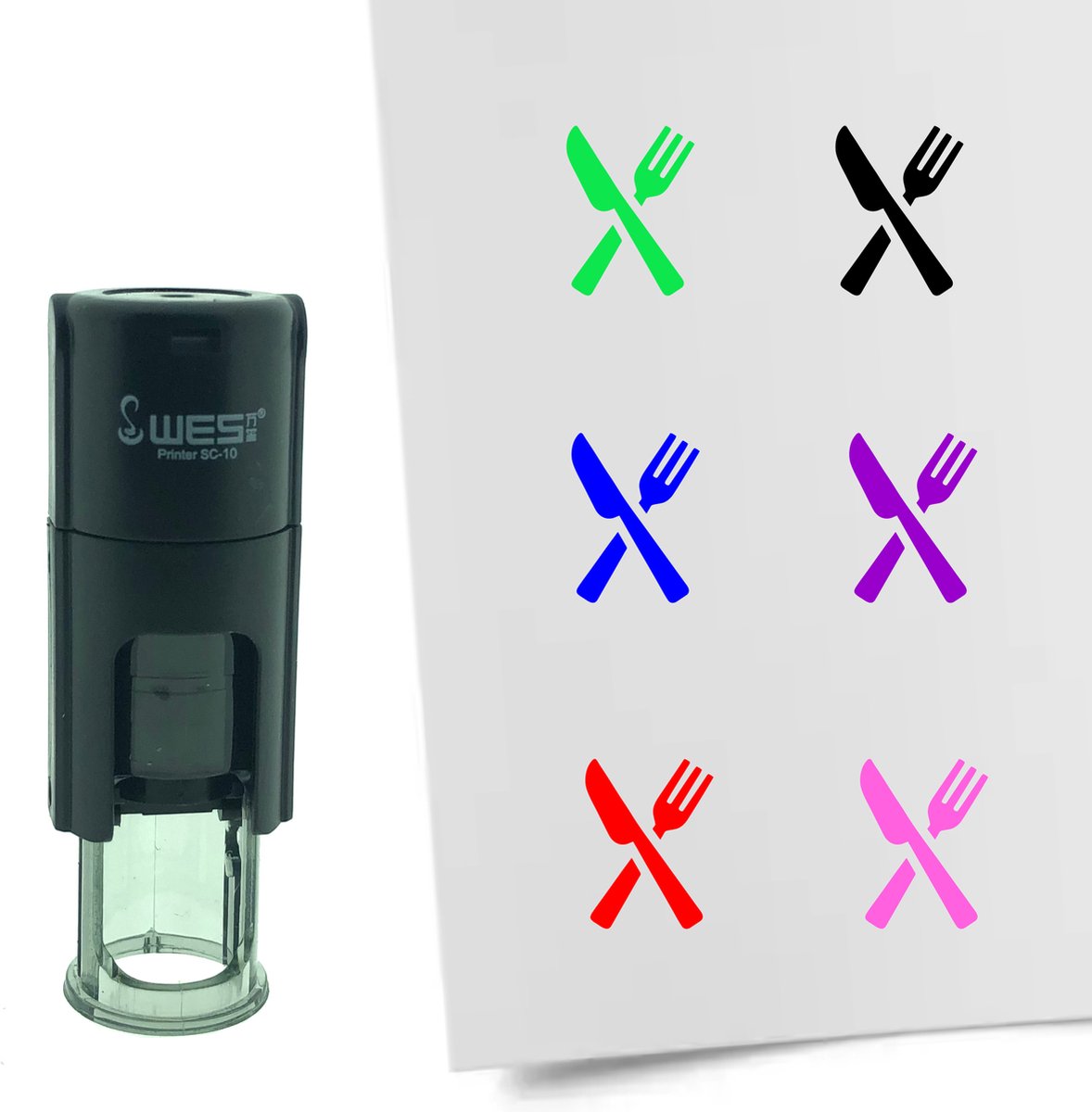 CombiCraft Stempel Bestek 10mm rond - zwarte inkt