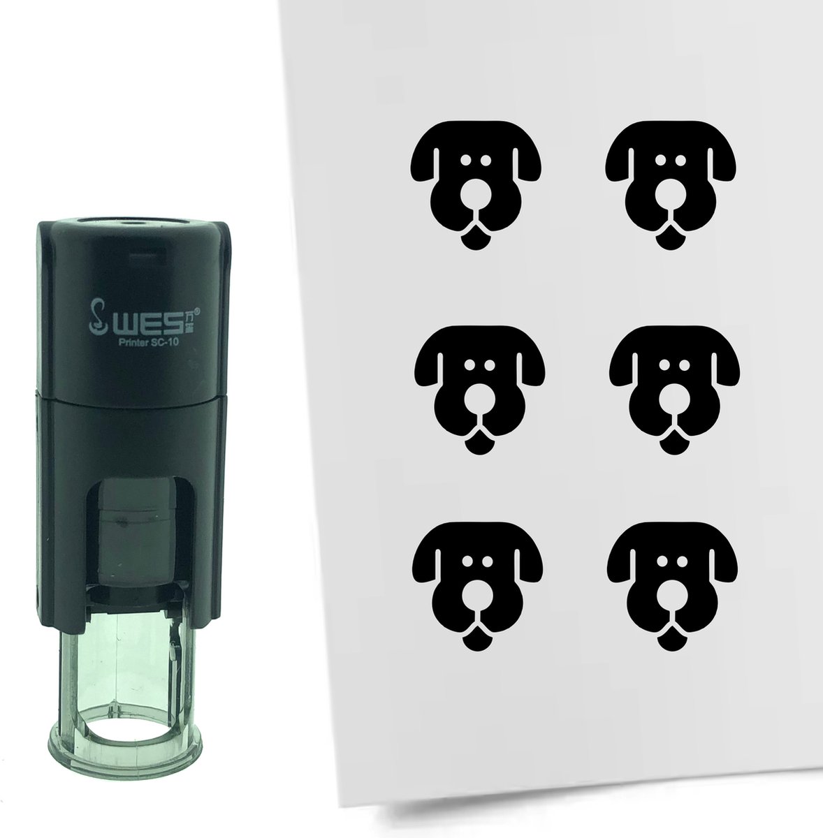 CombiCraft Stempel Hond 10mm rond - zwarte inkt