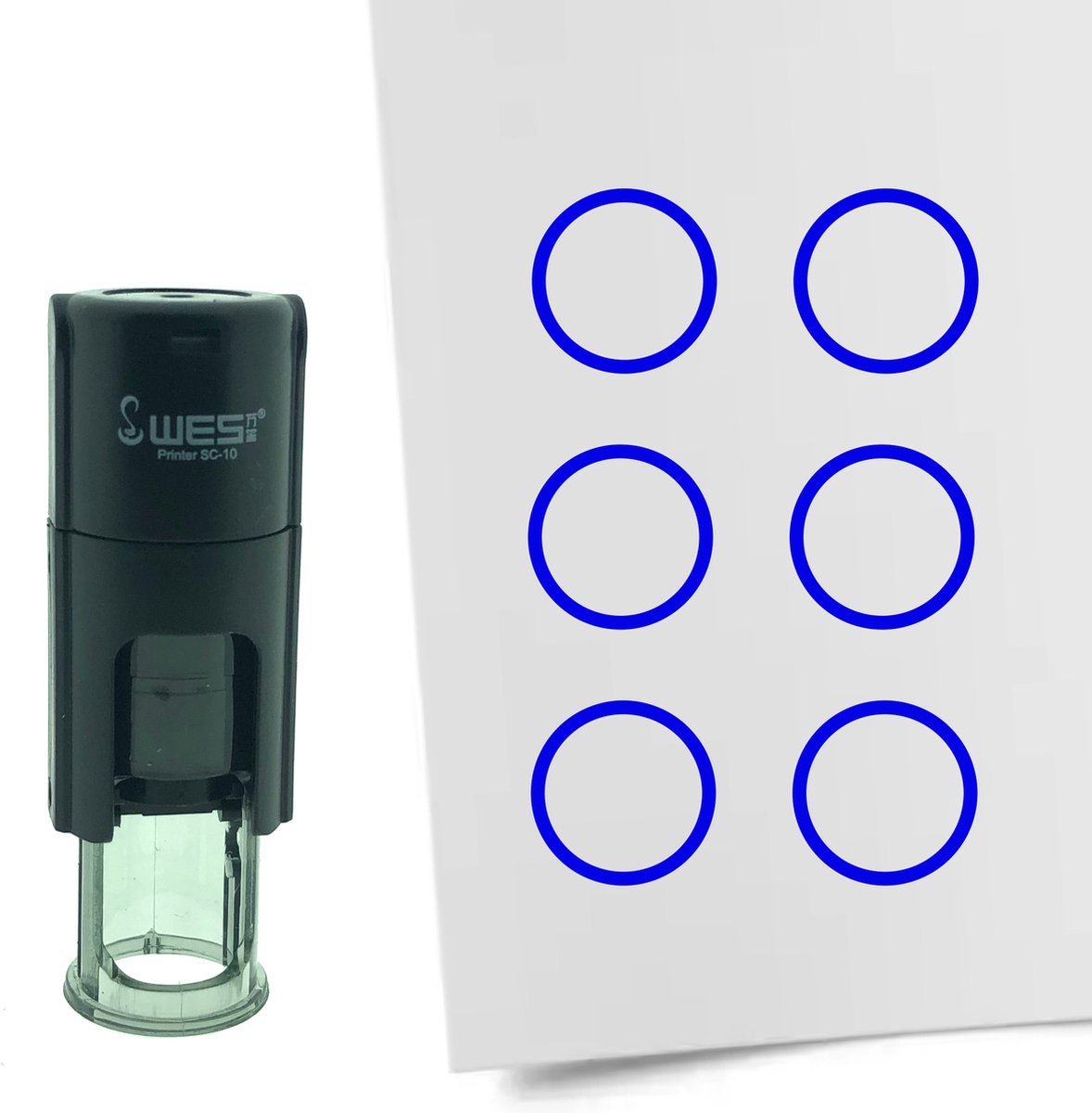 CombiCraft Stempel Lege checkbox of Open Rondje 10mm rond - blauwe inkt