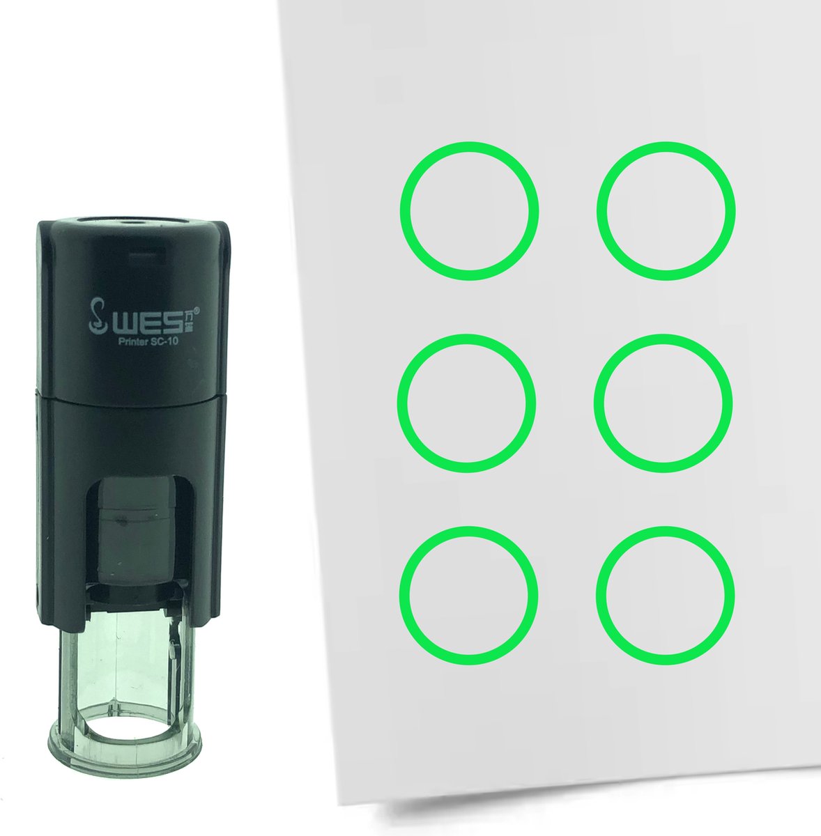 CombiCraft Stempel Lege checkbox of Open Rondje 10mm rond - groene inkt