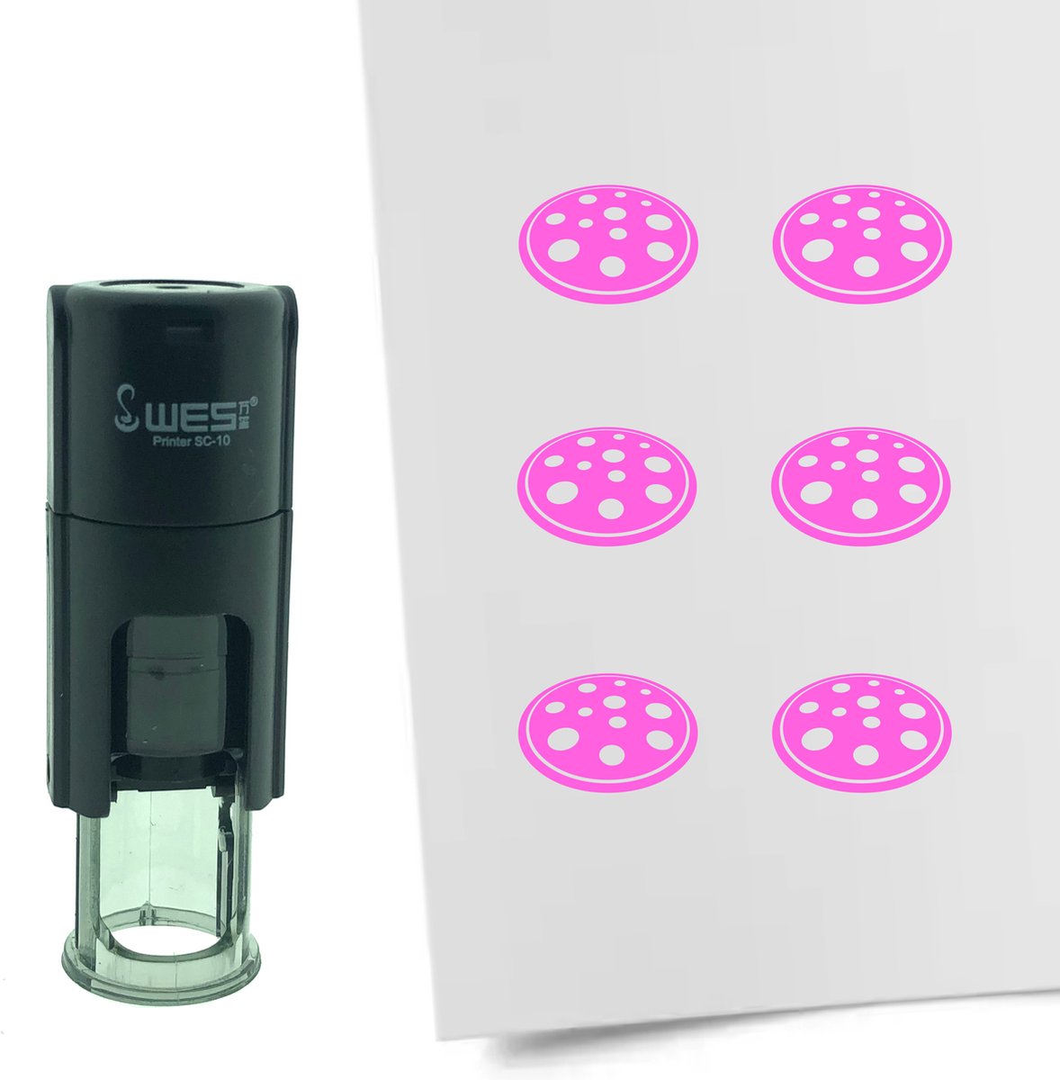 CombiCraft Stempel Pizza 10mm rond - roze inkt