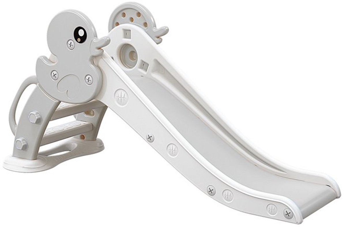 ComfyKidz®   Peuter - Binnen & Buiten Kinderglijbaan van HDPE-Kunststof - Schuifaf met Trap - Tuin - Grijs/Wit