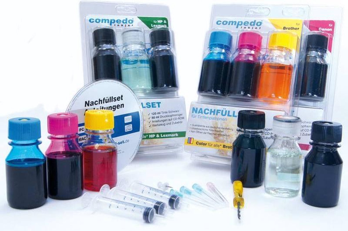 Cartridge Navulset Compedo Mrefill07 Geschikt Voor Apparatuur (Merk): Canon Cyaan Magenta Geel Inkthoeveelheid Totaal: 150 Ml