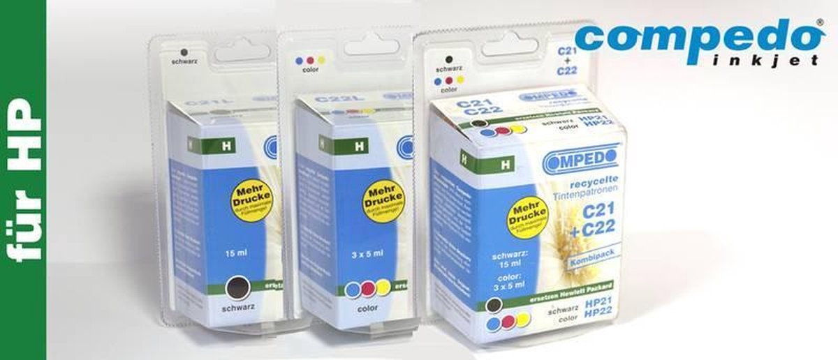 Compedo Printercartridge voor HP 21/22, multipack (zwart/kleur)