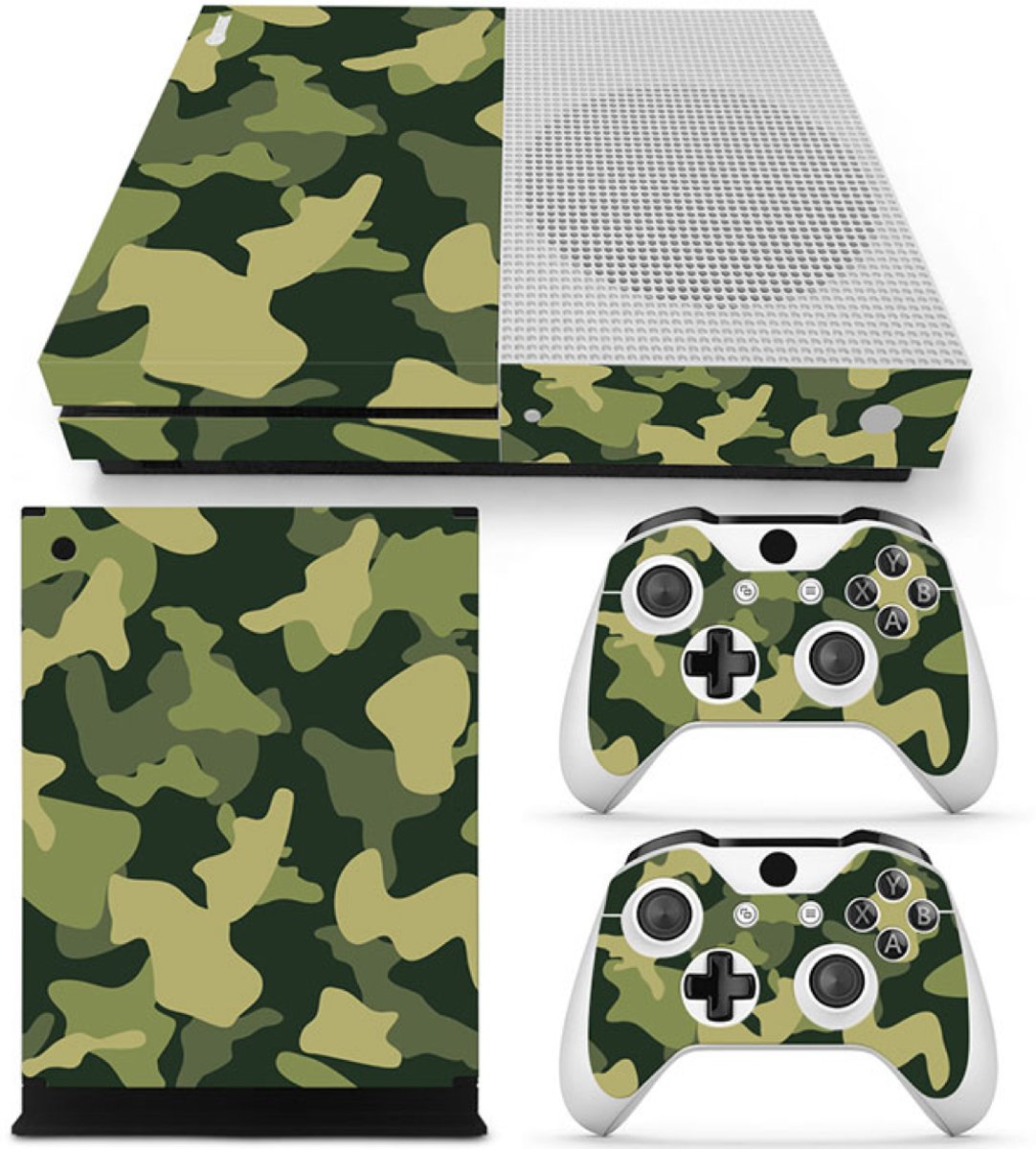 Army Camo / Groen Zwart - Xbox One S Console Skins Stickers