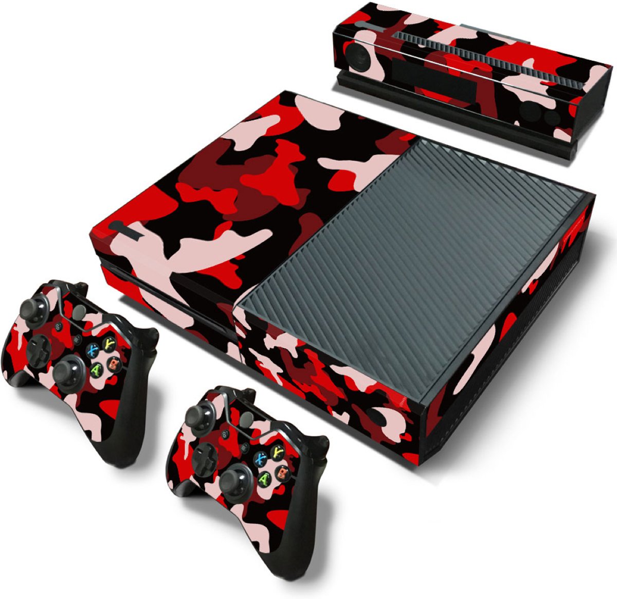 Army Camo / Rood Zwart - Xbox One Console Skins Stickers