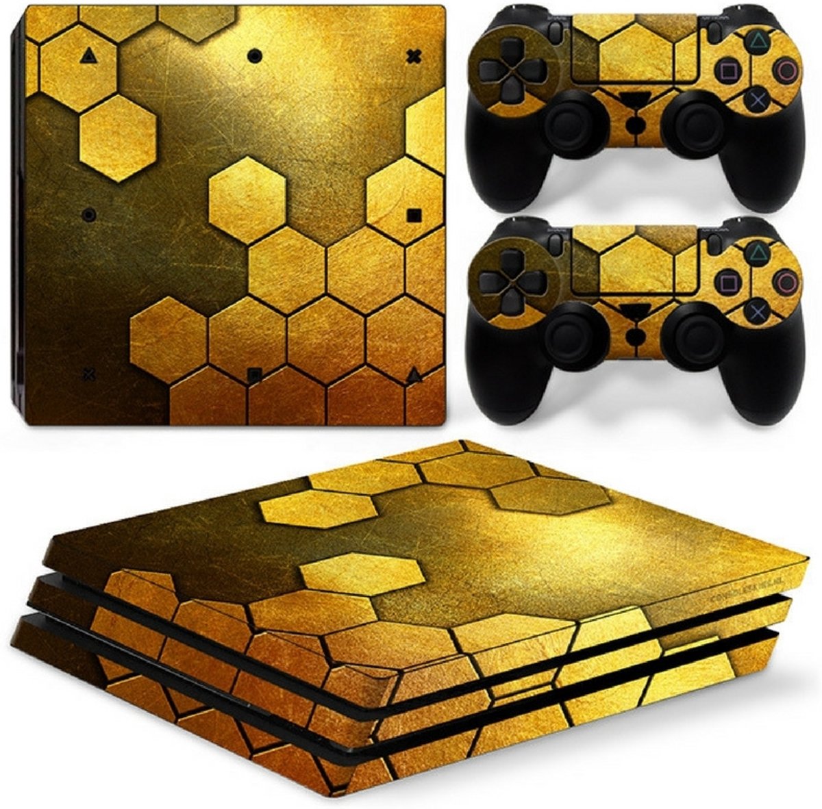 Steel Gold - PS4 Pro Console Skins PlayStation Stickers