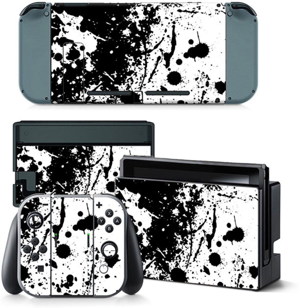 Verfspetters Wit met Zwart - Nintendo Switch Skins Stickers