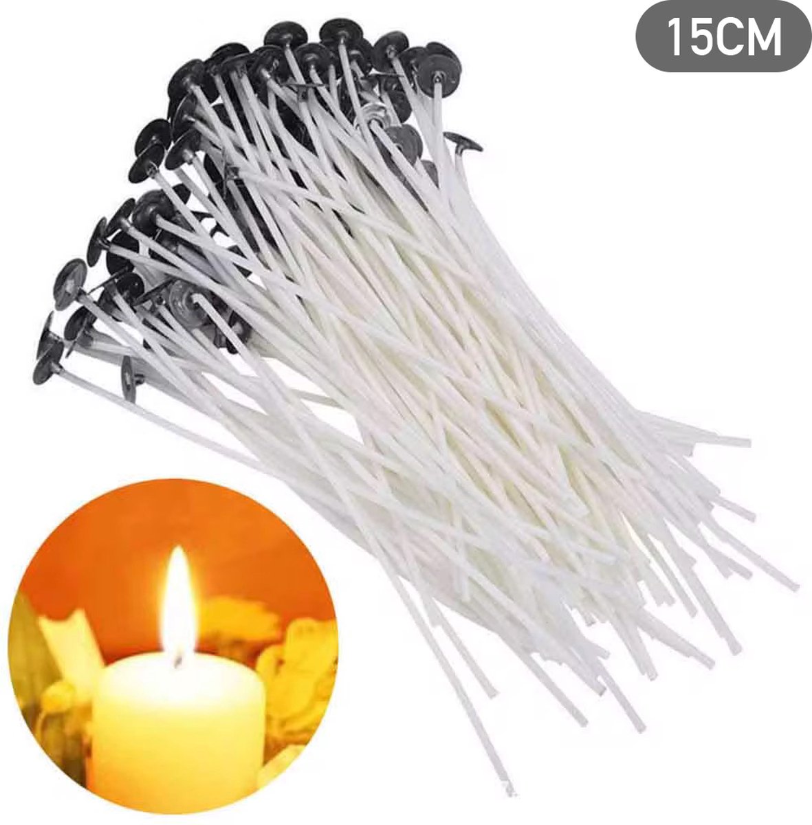  ® Kaarsenlont 15cm – 100 Stuks –   – Zelf Kaarsen Maken –  en – Kaars Lont Set – Kaarsen Lonten – Kaarsvet – Kaarswax –  jes Mal