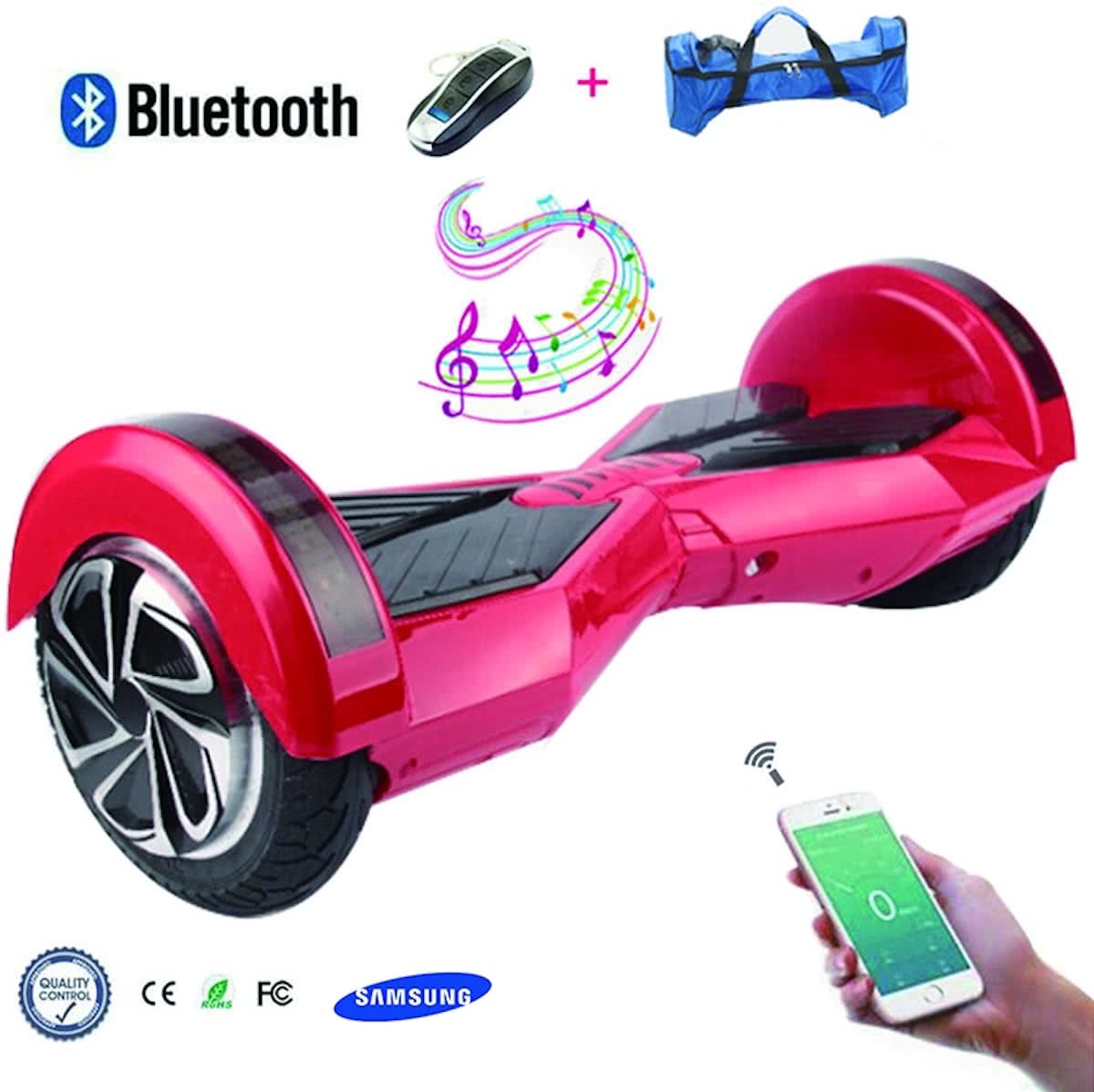 COOL & FUN Hoverboard Batterij Samsung, Bluetooth, Elektrische Scooter Zelfbalansering, Gyropod verbonden 8 inch Wit Blauw