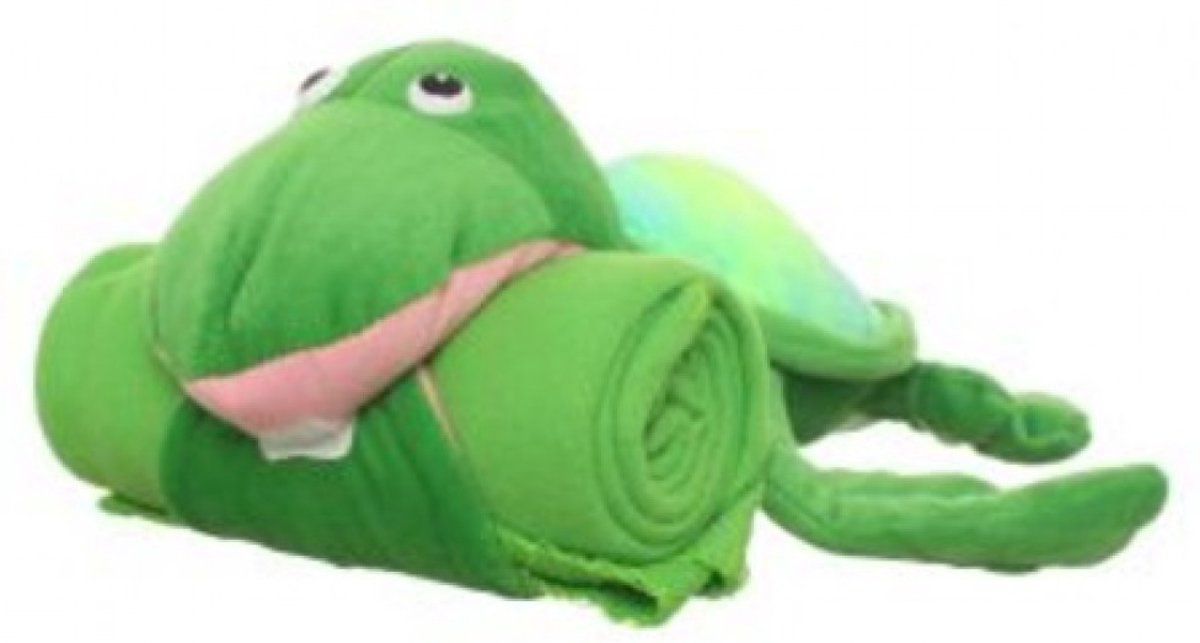 Pluche kikker knuffel met fleecedeken het ideale kinder knuffel geschenk