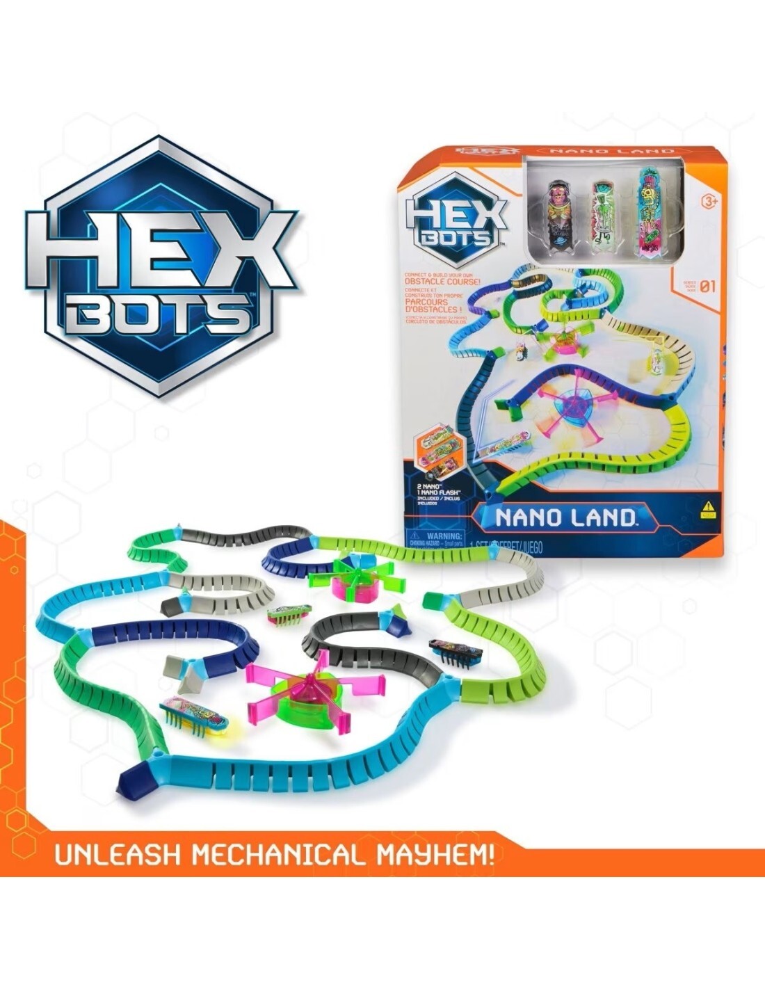 Hex Bots NanoLand set, 3 Nano Bots, LED-verlichting