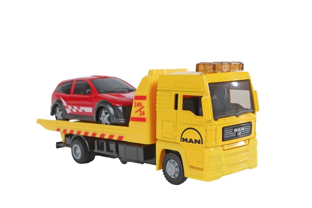 Kids Globe MAN vrachtwagen bergingswagen 19cm met auto 10,5cm