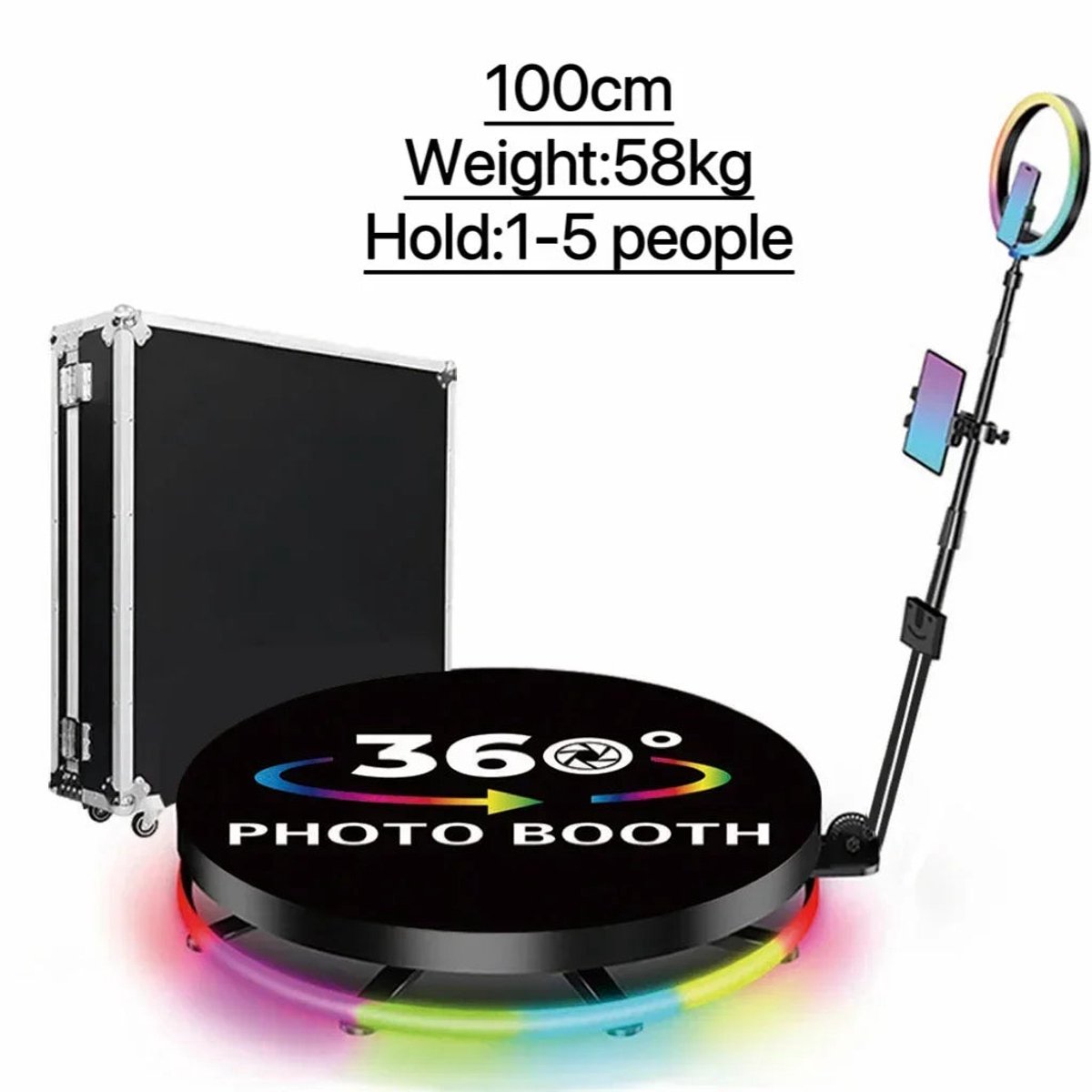 360° Fotobooth – 360 Graden Fotostatief – Draaiende Fotocabine – Slow Motion Booth – Fotokiosk – Massief Metaal – Tot 7 Personen