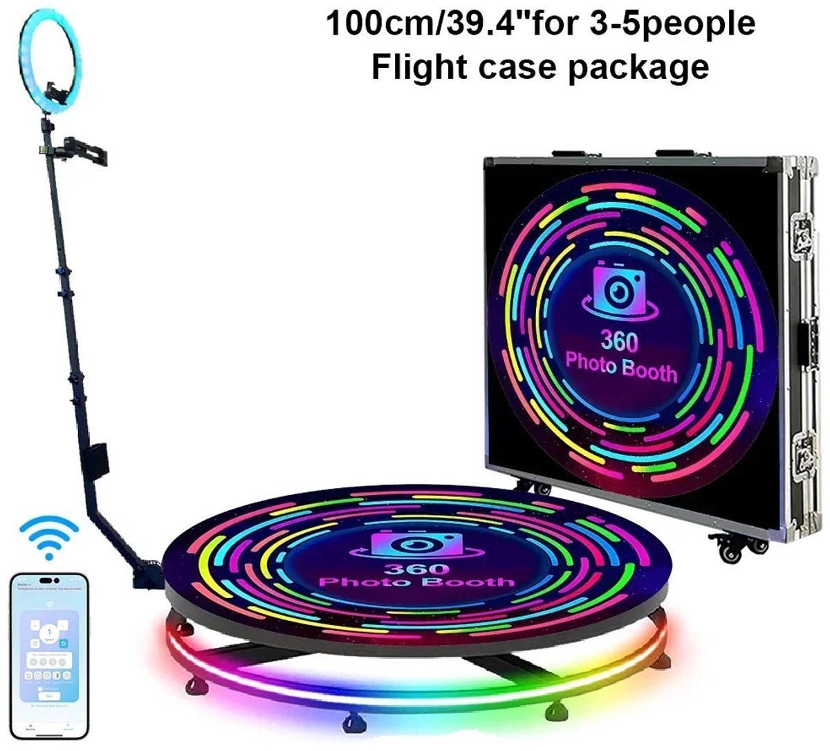 Fotobudka 360° – 360 Graden Fotocabine – Draaiplatform – Slow Motion Booth – Evenementen Fotohokje – Ingebouwde Ringlamp – Geschikt Voor 1-7 Personen