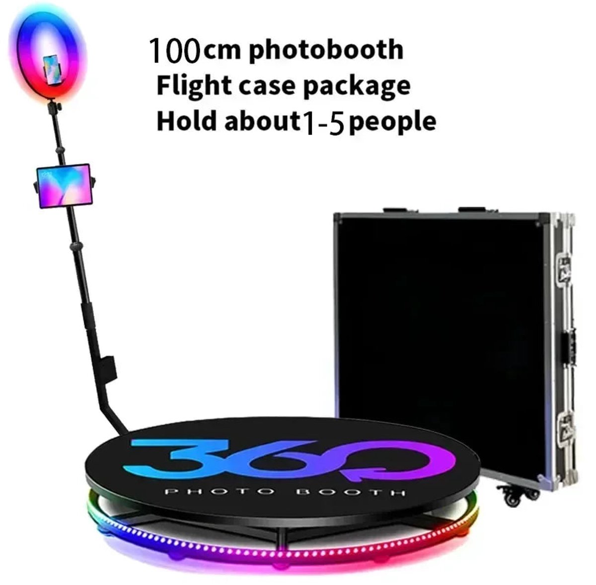 Photobooth – Selfie Booth – Fotohokje – Foto Draaitafel – Feest Fotobooth – Geharde Glazen Plaat – 400 kg Draagvermogen