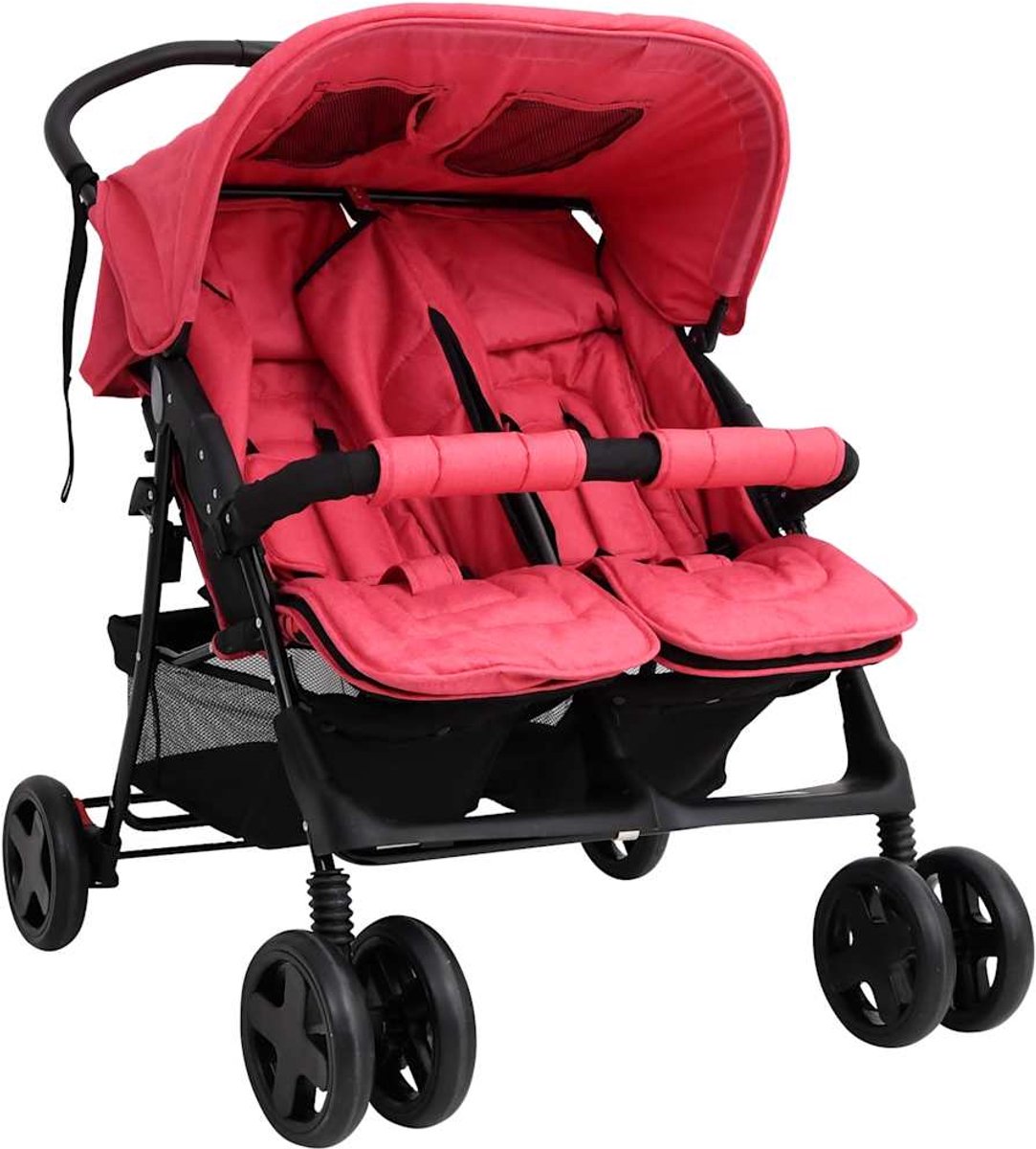Twinwagen – Tweelingbuggy – Duowagen – Tandem Kinderwagen – Duokinderwagen – Staal Frame – Verstelbare Zitplaatsen