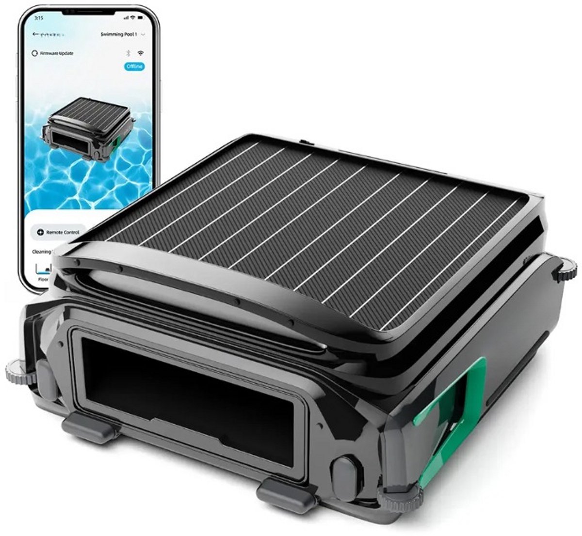 Zwembadskimmer – Automatische Skimmer – Zonne-energie Skimmer – Bluetooth Skimmer – 7 Liter Opvangmand – Anti-Stranding Technologie - Zwart