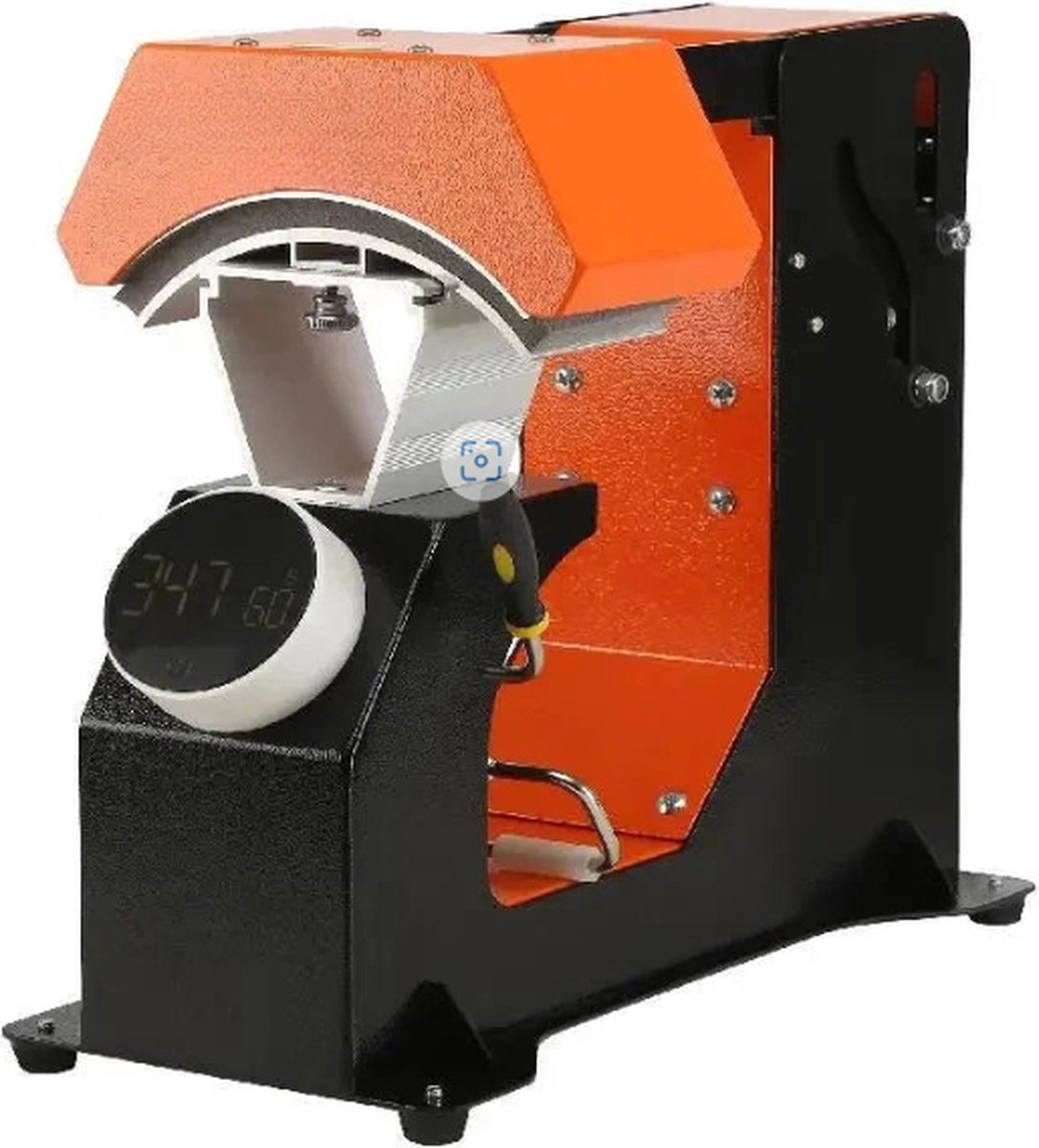 Heat Press - 3-in-1 - Caps - Hats - 6.4x3.5in - Stamping - Sublimation Machine - Digital Display - Black and Orange
