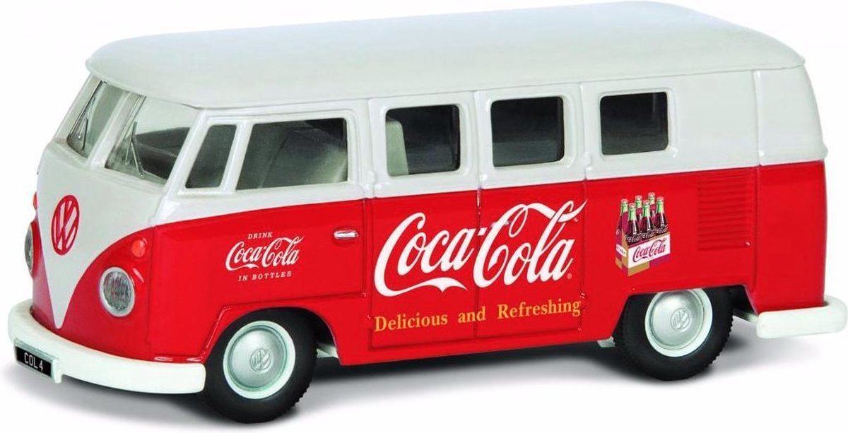 Coca-Cola Volkswagen T1 Camper Early (10 cm) (Wit/Rood) 1/43 Corgi - Modelauto - Schaalmodel - Model auto - Miniatuurautos - Miniatuur auto