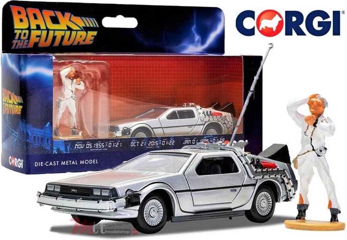 Delorean DMC - BACK TO THE FUTURE + DOC BROWN FIGUUR 1:36