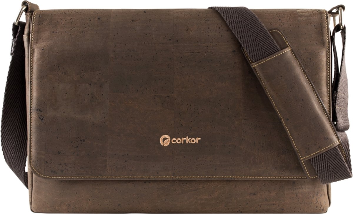 Corkor CK148C Vegan Messenger Dark Brown