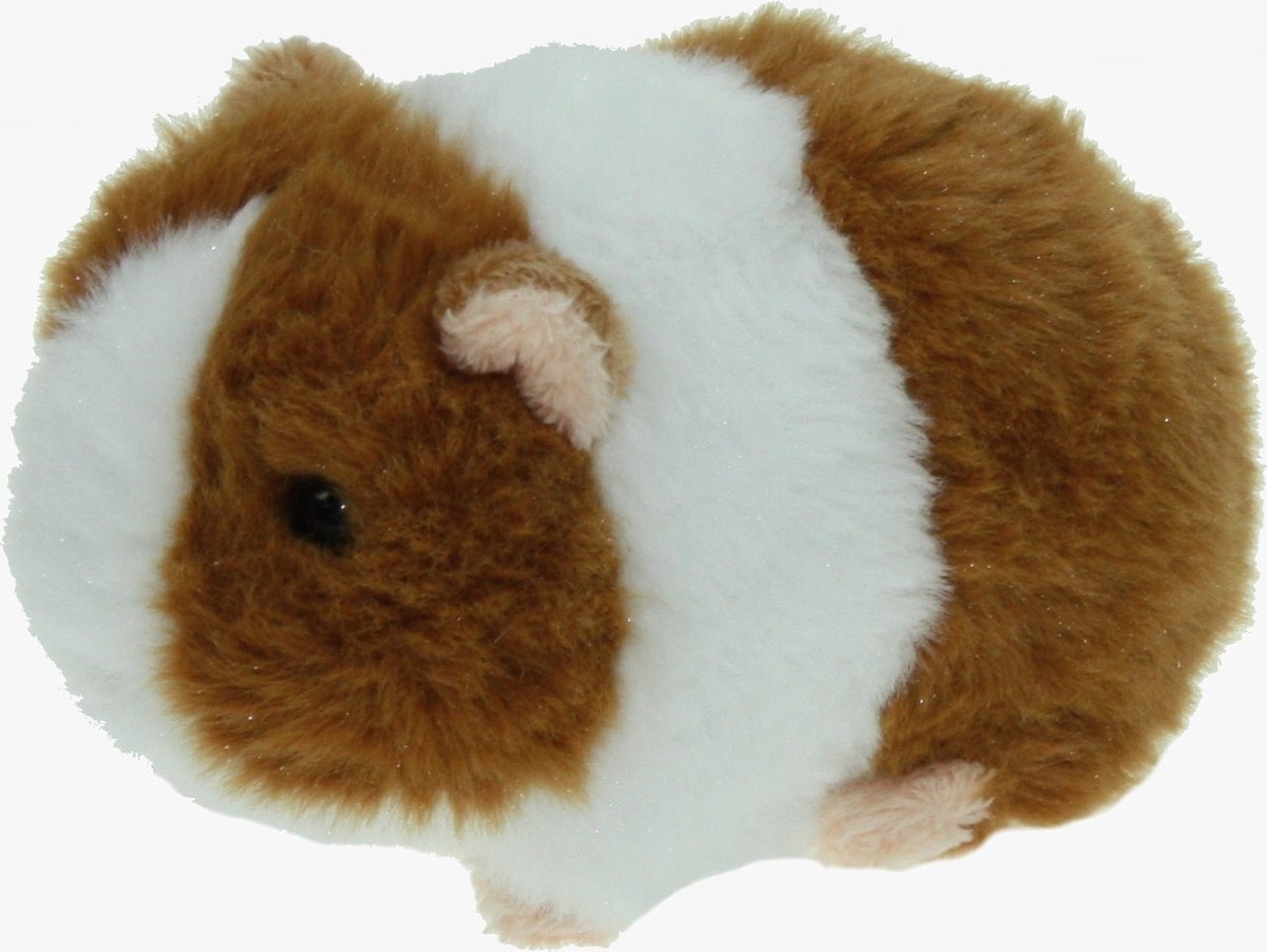 Pluche knuffel dieren Cavia bruin/wit van 13 cm - Speelgoed huisdieren knuffels - Cadeau voor jongens/meisjes