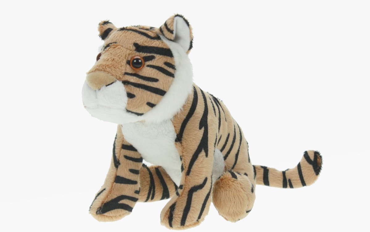 Pluche tijger knuffel bruin 23 cm speelgoed knuffeldier - Tijgers dieren knuffelbeesten/knuffeldieren