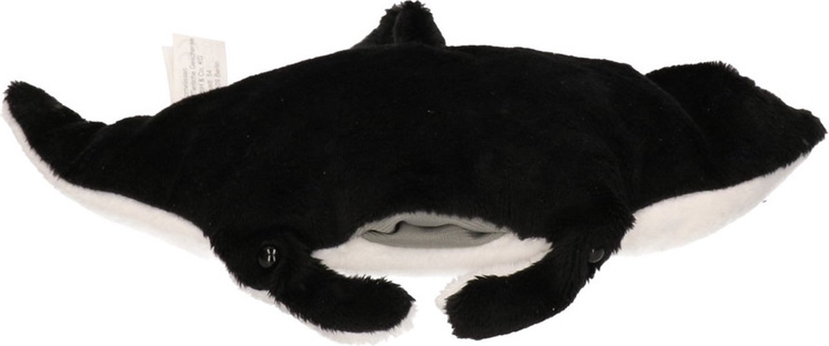 Pluche zwart/witte mantarog knuffel 26 cm - Mantaroggen zeedieren knuffels - Speelgoed voor kinderen